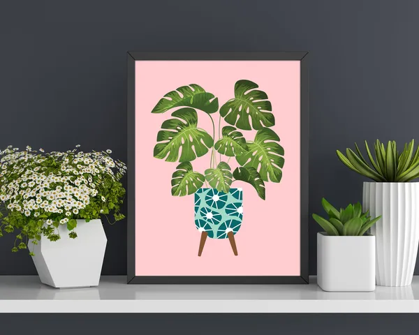 Monstera Deliciosa Boho Botanical Art Print