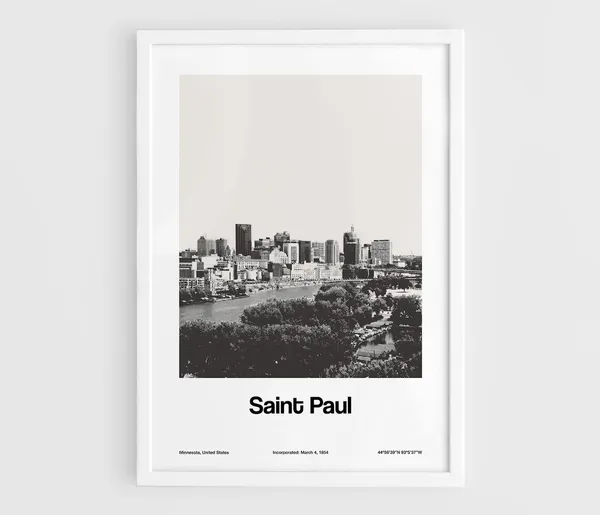 Saint Paul Minnesota Skyline, Minimalist Wall Art Print