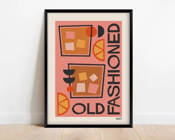 Old Fashioned Cocktail Retro Kitchen Art Print