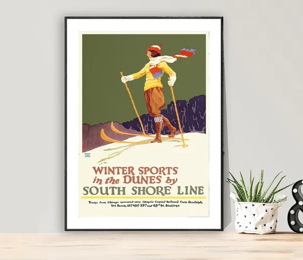 Winter Sports In The Dunes, Vintage Sport Poster