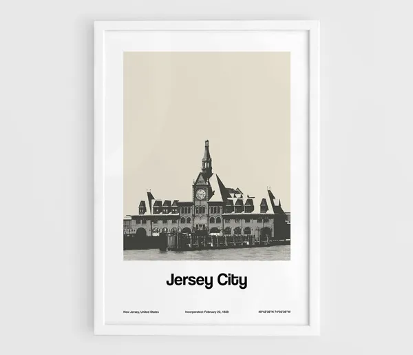 Jersey City NJ Terminal, Minimalist Travel Poster