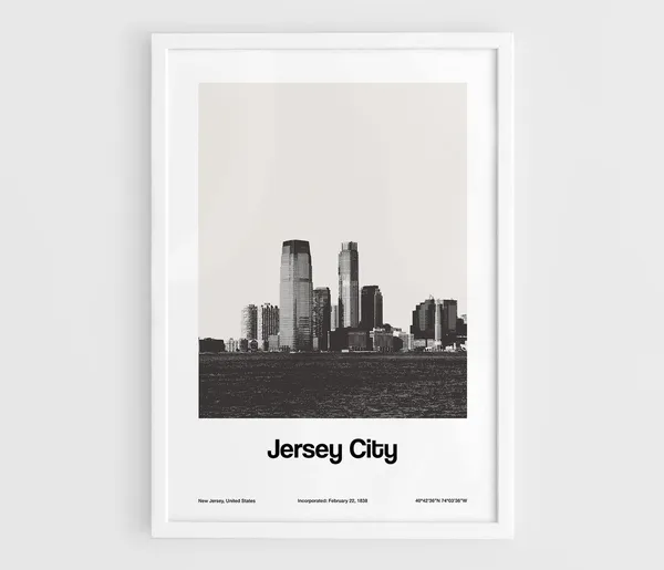 Jersey City NJ Poster, Minimalist City Print