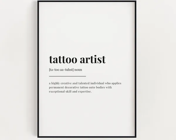Tattoo Artist Definition Print, Humor Wall Art