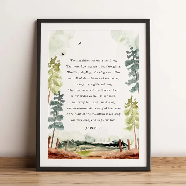 John Muir Minimalist Quote Art Print, Mountains
