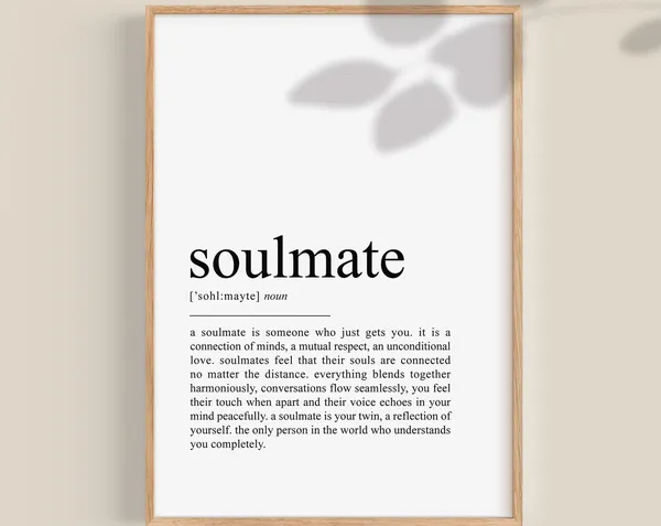 Soulmate Definition Art Print, Gift For Her