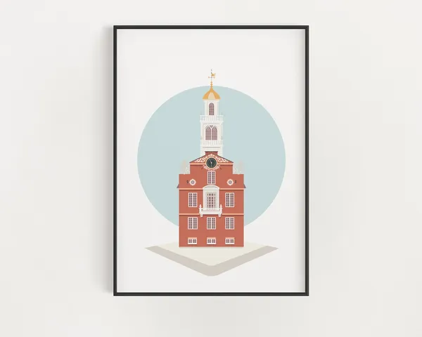 Boston Freedom Trail Poster, Historic Boston Architecture