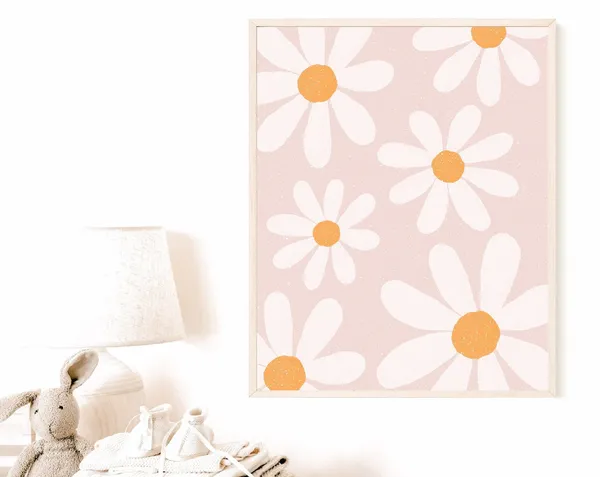 Daisy Boho Nursery Wall Art, Spring Flower Poster