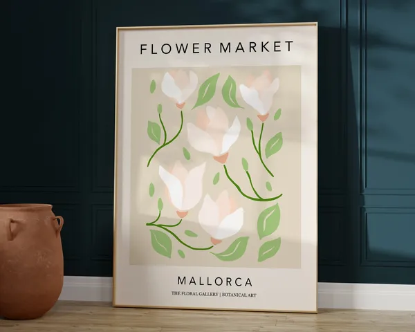 Mallorca Flower Market Botanical Poster, Modern Art Print