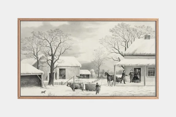 Home To Thanksgiving Vintage Lithograph Art Print