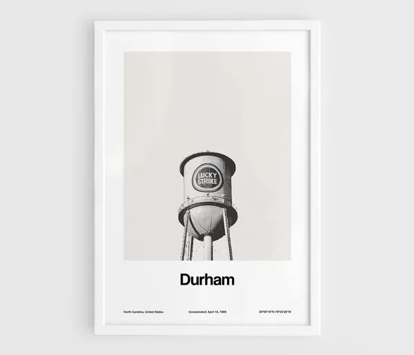 Downtown Durham Poster Print, North Carolina Skyline