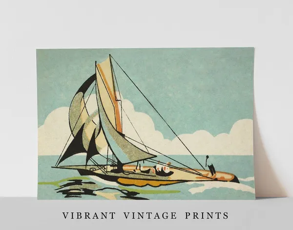 Sailboat Vintage Japandi Nautical Art Print