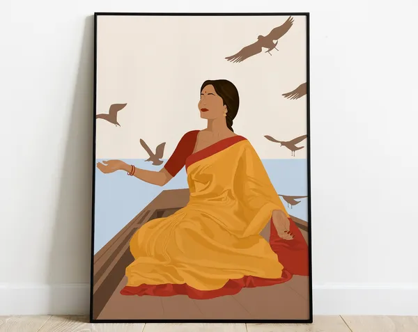 Indian Woman In Saree - Modern Art