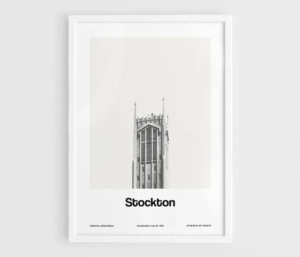 Stockton CA Burns Tower Minimalist City Art Print