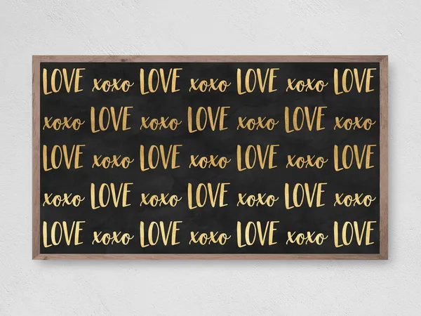 Valentines Day Love XOXO Gold Black Art Print