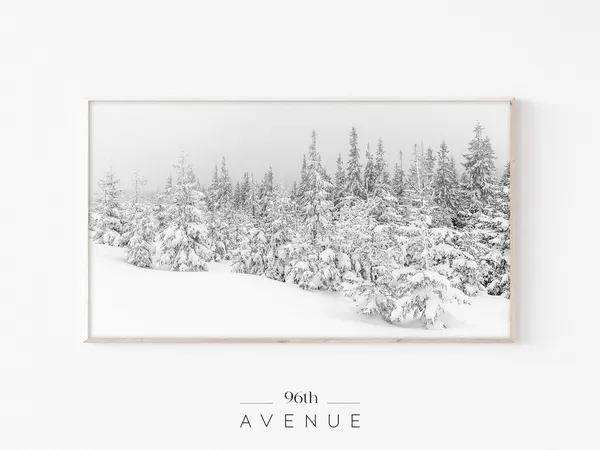 Snowy Trees Christmas Art Print, Holiday Decor