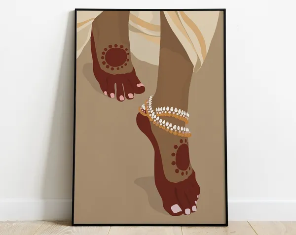 Indian Woman Feet With Kundan Payal, Boho Art Print