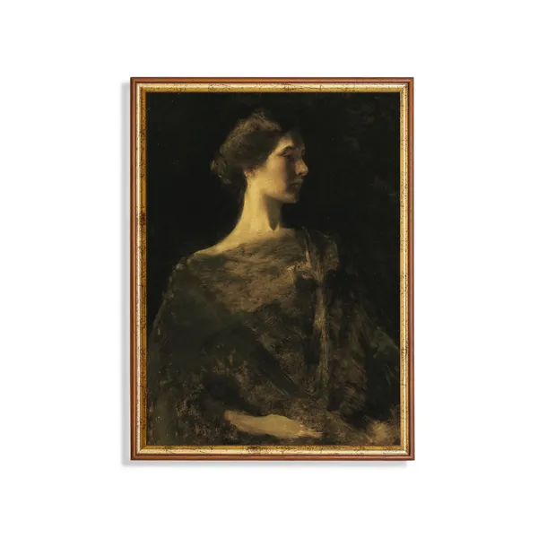 Vintage Woman Portrait, Antique Oil-Painting Style Art Print
