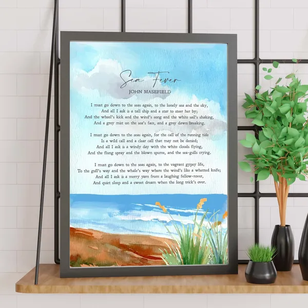 Sea Fever John Masefield Sailing Ocean Poster