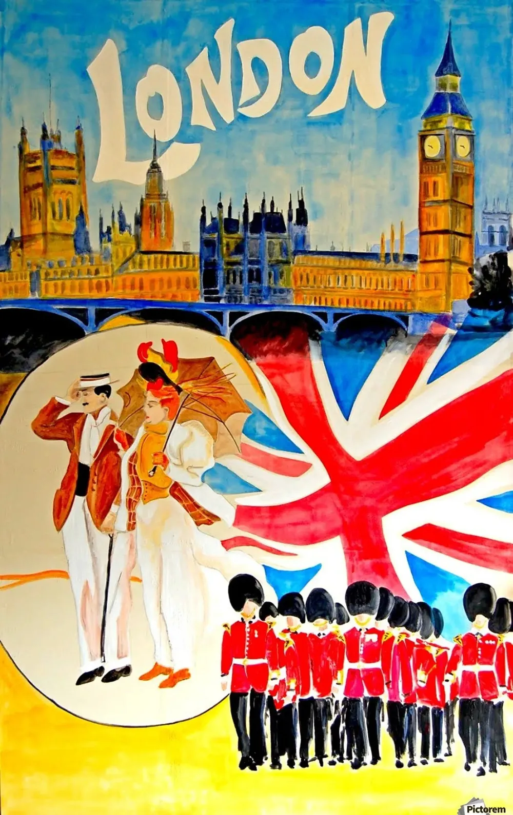 London Great Britain Vintage Art Deco Travel Poster - Image 3
