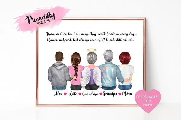 Personalized Family Memorial Portrait Art Print