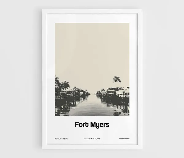 Fort Myers Downtown Skyline, Minimalist City Print