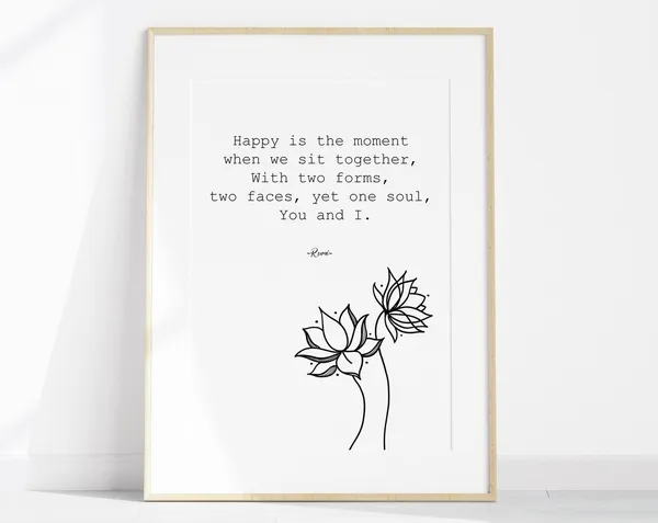 Rumi Quote Poster, Soulmate Love Typography