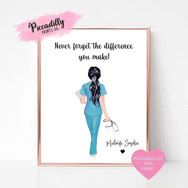 Personalised Nurse Portrait, NHS Thank You Art Print