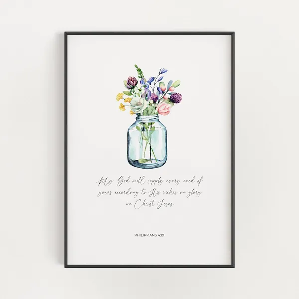 Philippians 4:19 Christian Nursery Scripture Print