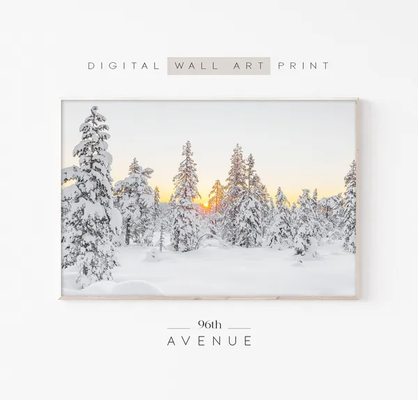 Winter Forest Christmas Poster, Holiday Forest Scene