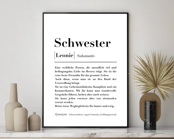 Personalized Sister Definition Art Print, Birthday Gift