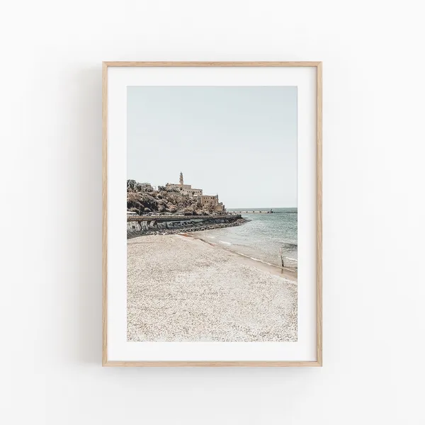 Tel Aviv Cityscape Travel Poster, Beach View