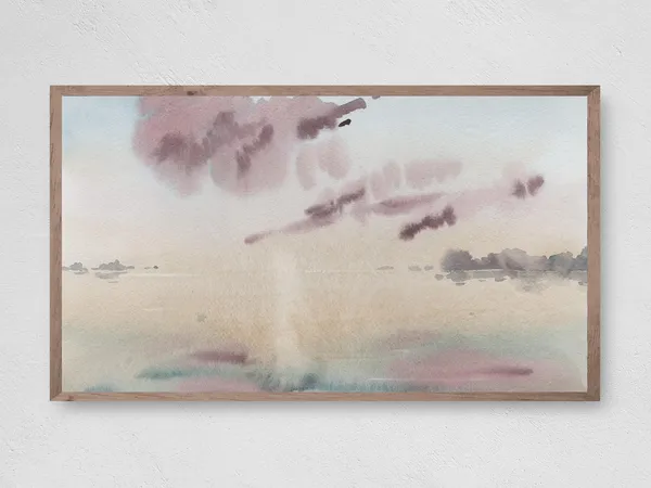 Abstract Sunrise Watercolor Beach Art Print