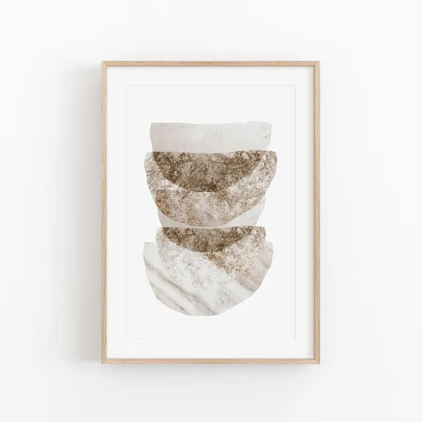 Abstract Minimalist Beige Watercolor Poster Print