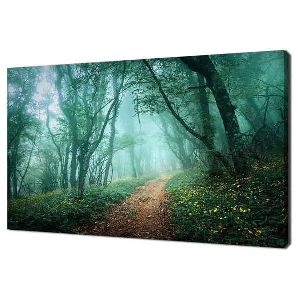 Mysterious Green Dark Forest Road Art Print
