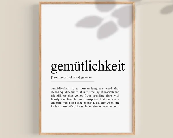 Gemütlichkeit Definition Poster, German Wall Art