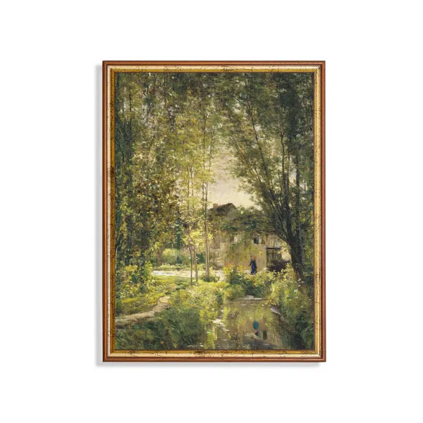 Vintage Country Landscape River Wall Art Print