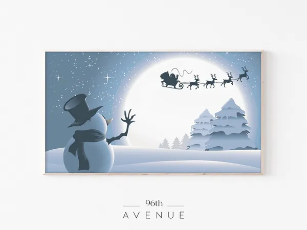 Santa And Reindeers Holiday Art Print