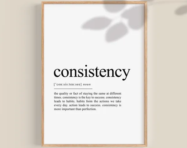 Consistency Definition Art Print, Office Motivational Quote
