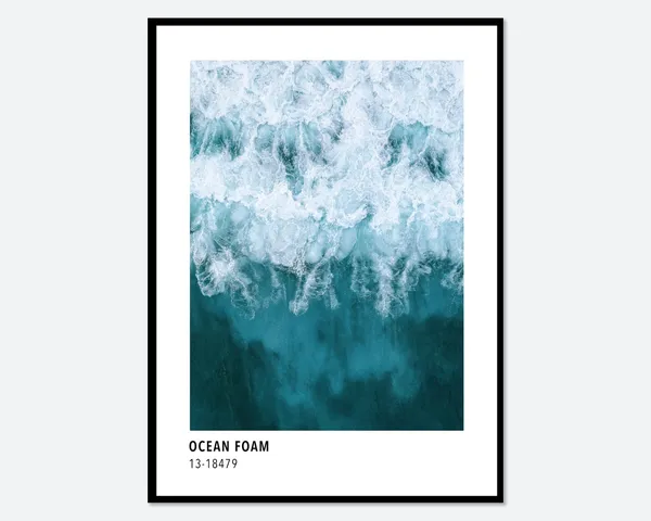 Ocean Waves Blue Color Coastal Nature Art Print