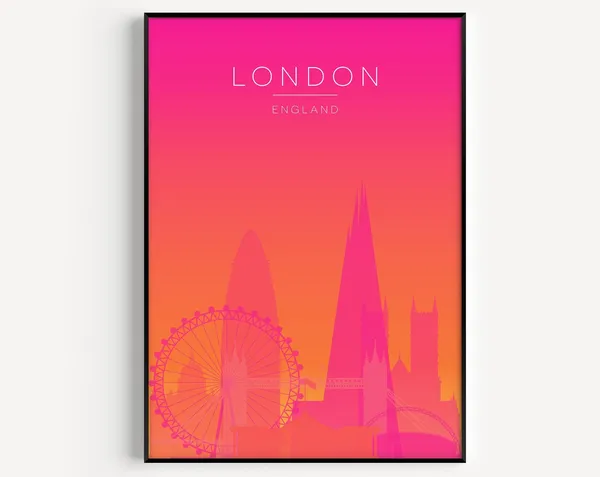 London Pink Travel Poster, Bright Wall Art Print