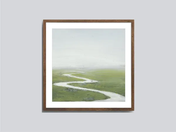 Vintage River Landscape Wall Art Print