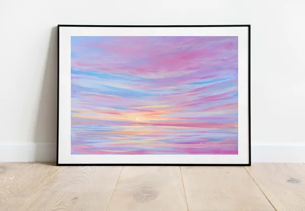 Dreamy Seascape Art Print, Pastel Ocean Painting