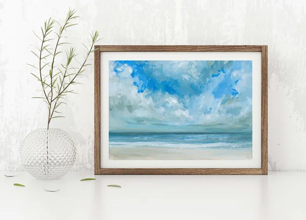Ocean Seascape Painting, Coastal Wall Art Print