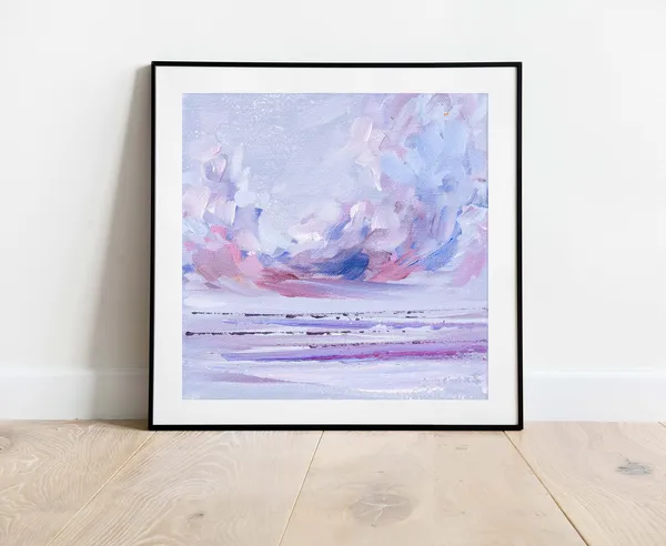 Purple Seascape Abstract Ocean Sunset Art Print