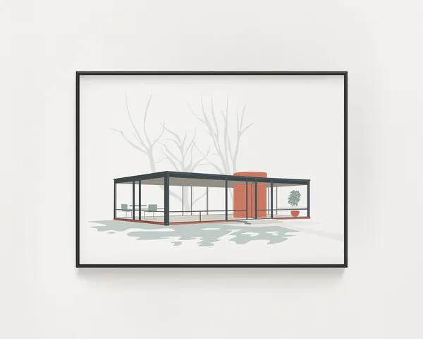 Mid-Century Modern Architecture, The Glass House Poster