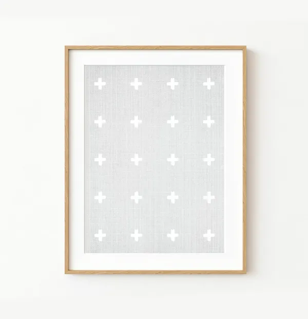 Swiss Cross Print, Modern Gray and White Poster
