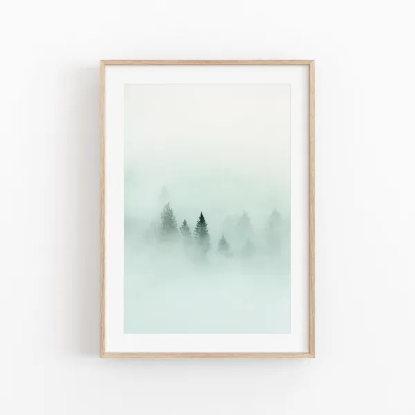 Fog Forest Minimalist Nature Art Print