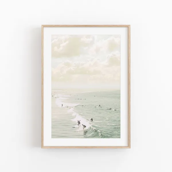 Surfing Ocean Beach Coastal Boho Art Print