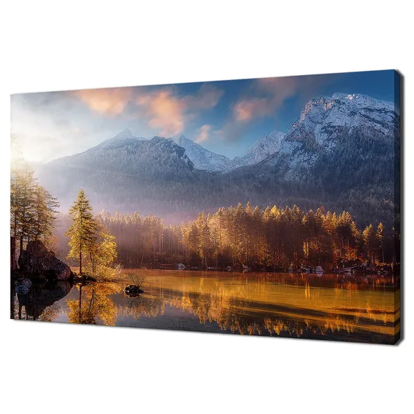 Hintersee Lake Sunset, Bavarian Alps Landscape Art Print