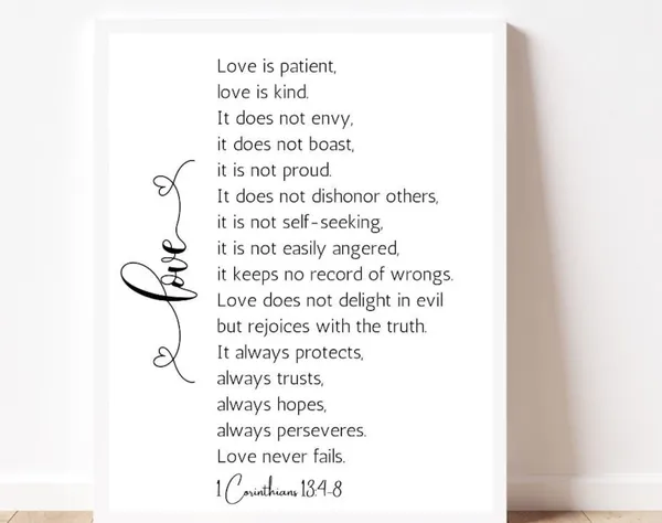 1 Corinthians 13:4-8 Love Is Bible Verse Print